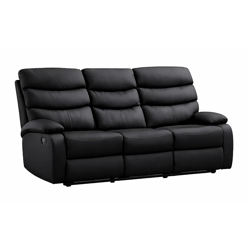 Kidsaw 3 Seater Sofa Manual Recliner in Black PU Material