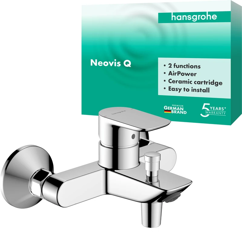 hansgrohe Neovis Q Bath Shower Mixer Tap with 2 Outlets, Chrome
