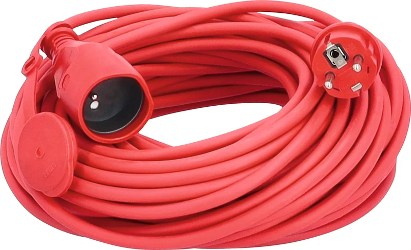 as - Schwabe Extension 25 m H05VV-F 3G1.5 IP20, Angled Plug, 2P+T Socket, red