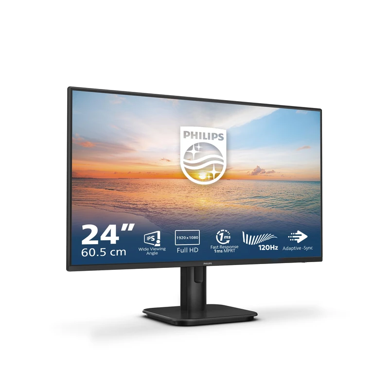 Philips 24E1N1190A 14 inch FHD Monitor 120Hz, IPS Panel, 4ms GtG, Adaptive Sync, Speakers, (1920x1080 HDMI 1x 1.4) Black