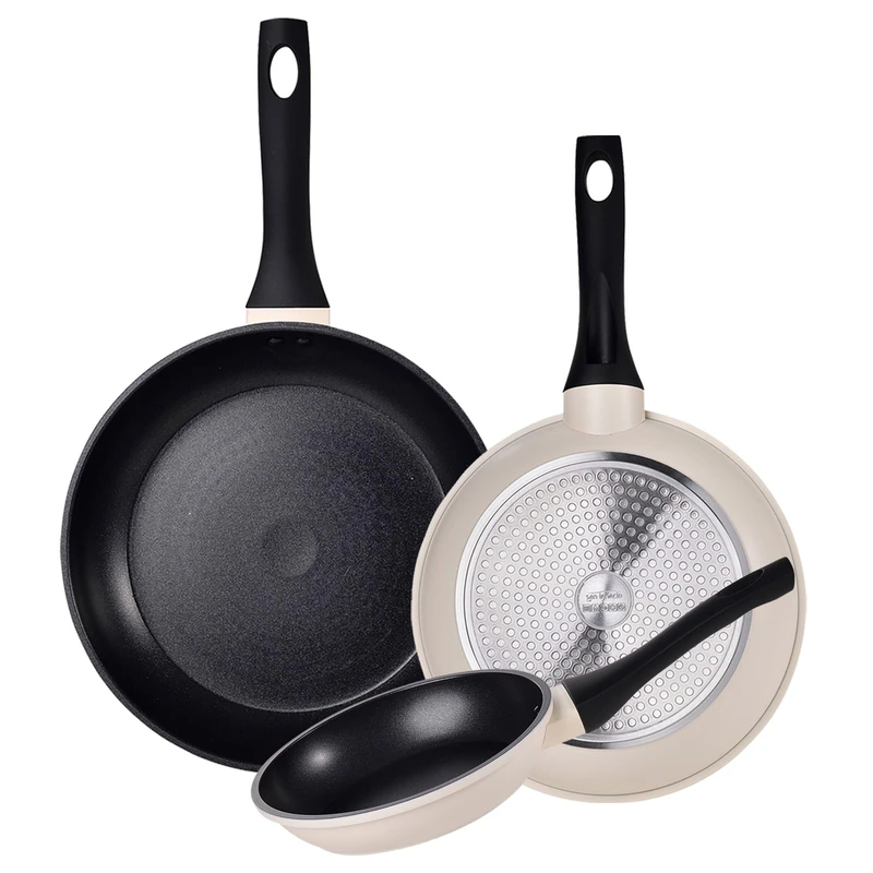 3 Piece Kitchen Set: Set of 3 Frying Pans Ø20Ø24Ø28cm in White Forged Aluminium, Suitable for Induction and Non-Stick Expert NERJA San Ignacio - Image 1