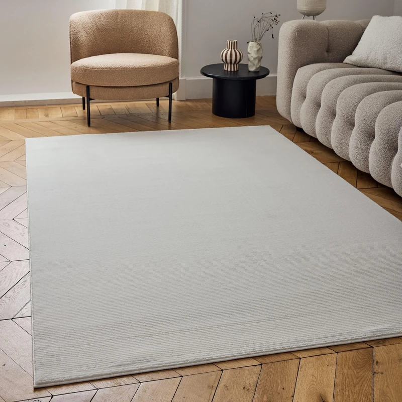 THE RUGS Carmel Modern Area Rug - Stain-Resistant, Non-Shedding, Durable Rugs for Living Room and Bedroom [ Striped Cream, 240x340 cm ]