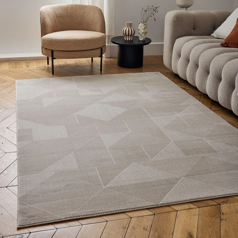 THE RUGS Carmel Modern Area Rug - Stain-Resistant, Non-Shedding, Durable Rugs for Living Room and Bedroom [ Bordered Cream, 240x340 cm ]