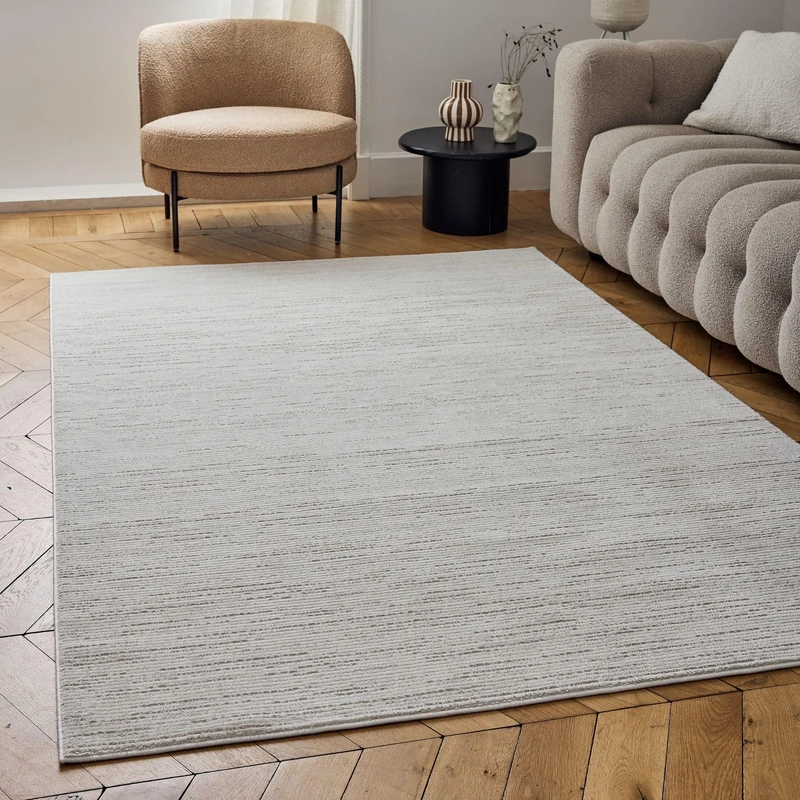 THE RUGS Carmel Modern Area Rug - Stain-Resistant, Non-Shedding, Durable Rugs for Living Room and Bedroom [ Striped Beige, 240x340 cm ]