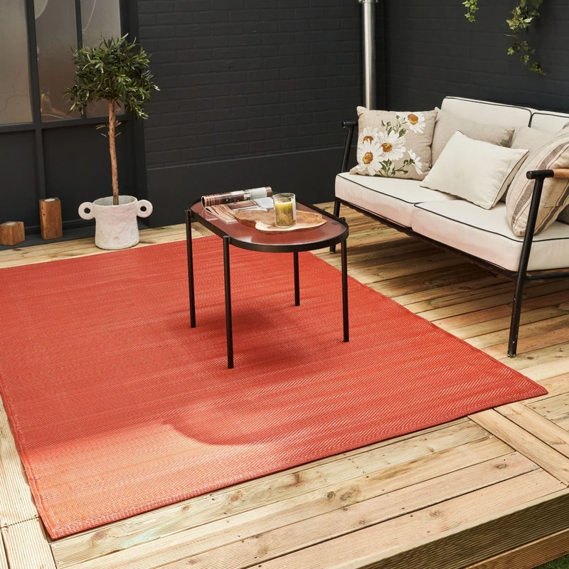 THE RUGS Urban Collection Outdoor Rug - Easy to Clean, Waterproof Plastic Outdoor Rugs for Garden, Patio, Balcony, Camping - Contemporary Plastic Straw Rug - Mono Terra, 240x340cm