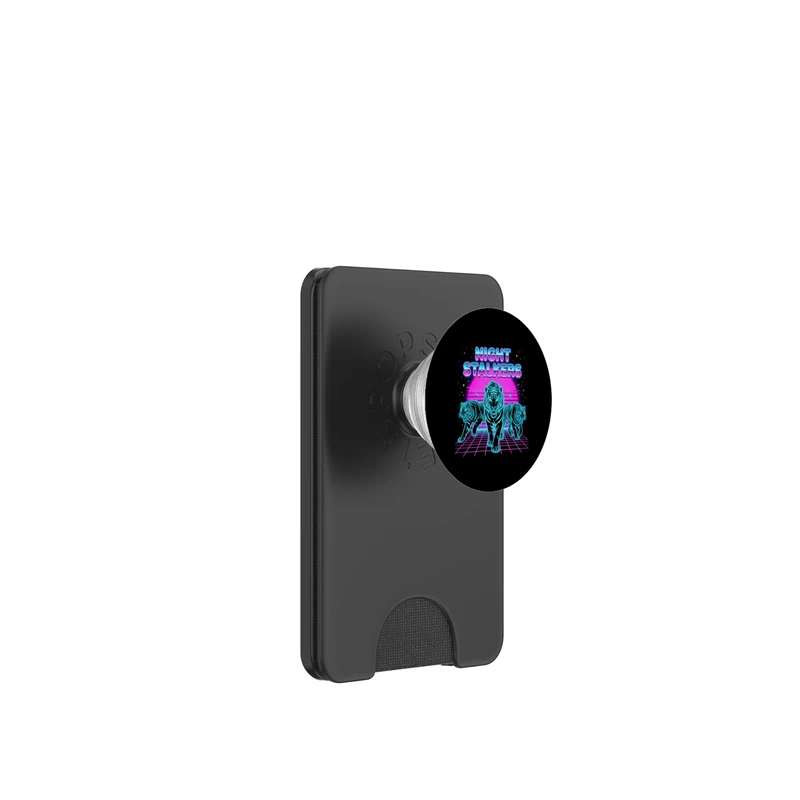Night Stalkers Retrowave Synthwave 80s Tiger Prowl PopSockets PopWallet for MagSafe