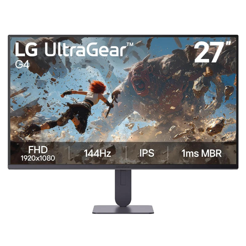 LG UltraGear™ G4 27G414B-B 27 inch FHD 144Hz IPS Gaming Monitor | HDR10, 1ms MBR,G‑SYNC Compatible, FreeSync, speakers, height & Tilt adjustment, HDMI, DP, Black