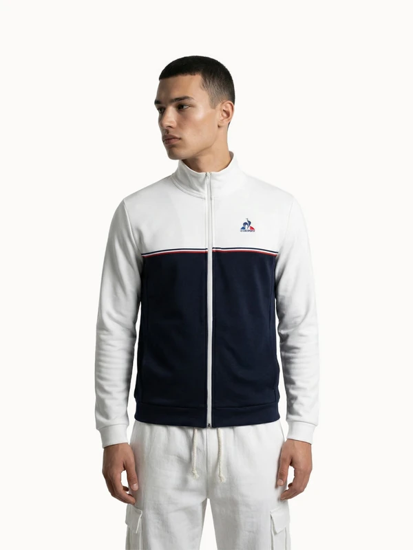 Le Coq Sportif - TRI SP FZ Sweatshirt N°1 - Men's Sweatshirt 55% Cotton 45% Polyester - Size XL - Color White (New Optical White) - Full Zip, Sports and Daily Use
