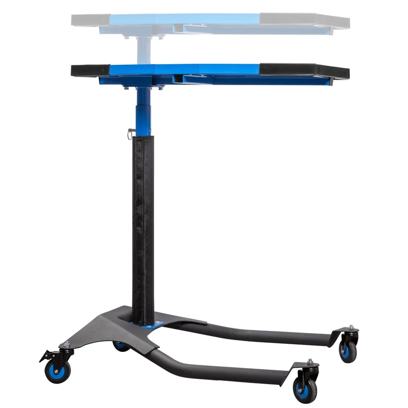 Högert Technik Mobile Workshop Table HT7G564 Height Adjustable 86-120cm 30kg Load Capacity H-Frame for Car Service 4 TPR Castors with Brake Blue Black
