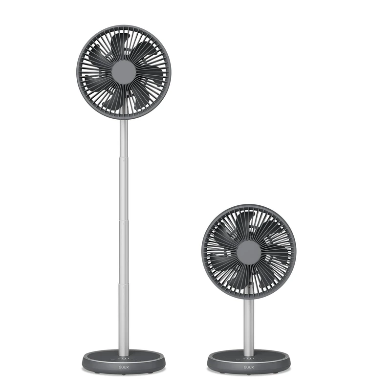 Duux Rize Personal Wireless Fan, 4 Variable Cooling Speeds, Telescopic Extendable Tube to Transform From Desk Fan to Standing Fan, Up to 15 Hours Battery, USB-C, Charcoal