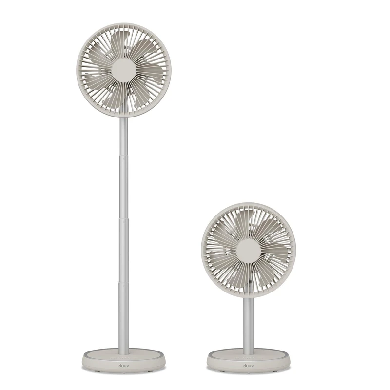 Duux Rize Personal Wireless Fan, 4 Variable Cooling Speeds, Telescopic Extendable Tube to Transform From Desk Fan to Standing Fan, Up to 15 Hours Battery, USB-C, Stone