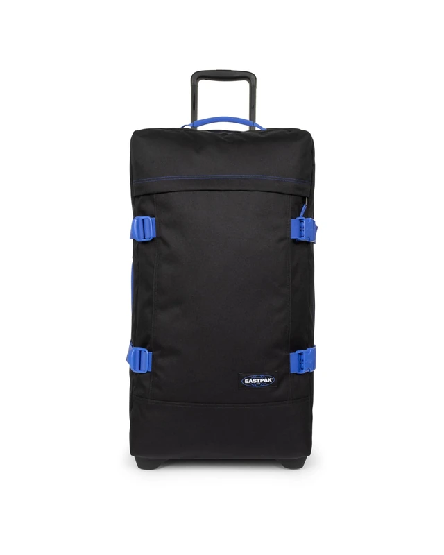 Eastpak Tranverz L Large Suitcase 121L (79 x 40 x 33 cm), Durable Rolling Luggage, Lightweight Travel Bag with Double Compartments, Telescopic Handle & TSA Lock - Kontrast Black Blue