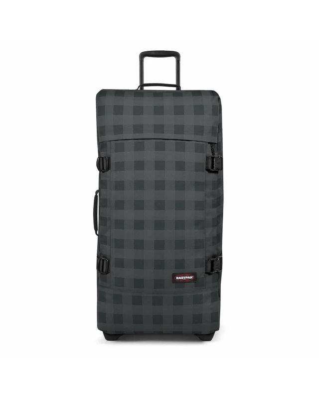 Eastpak Tranverz L Large Suitcase 121L (79 x 40 x 33 cm), Durable Rolling Luggage, Lightweight Travel Bag with Double Compartments, Telescopic Handle & TSA Lock - Checker Grey