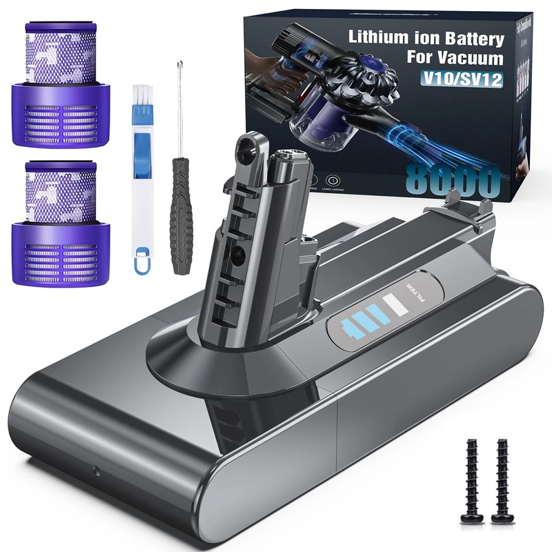 Replacement Battery for Dyson V10-8000mAh Battery Compatible with Dyson V10 Animal Absolute V10 Motorhead Fluffy Cordless Handheld Vacuum Cleaner - Image 1