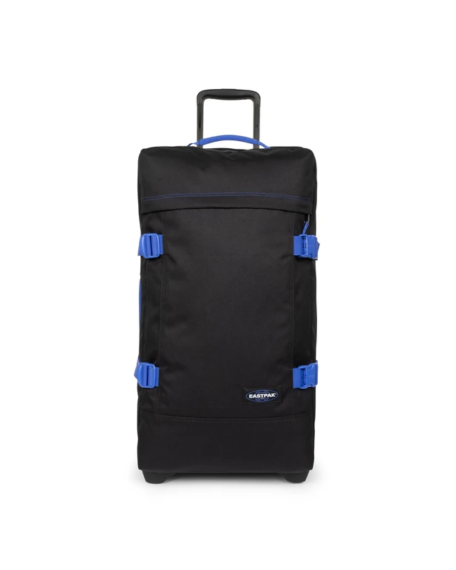 Eastpak Tranverz M Medium Suitcase 78L (67 x 35.5 x 30 cm), Durable Rolling Luggage, Lightweight Travel Bag with Double Compartments, Telescopic Handle & TSA Lock - Kontrast Black Blue - Image 1
