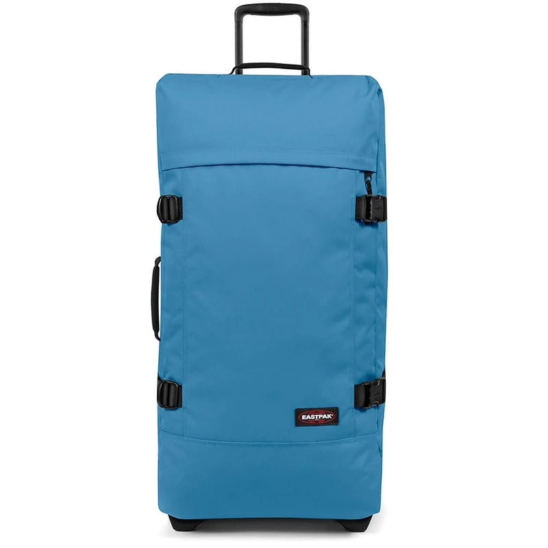 EASTPAK Tranverz L Large Suitcase 121L (79 x 40 x 33 cm), Durable Rolling Luggage, Lightweight Travel Bag with Double Compartments, Telescopic Handle & TSA Lock - Aviator Blue