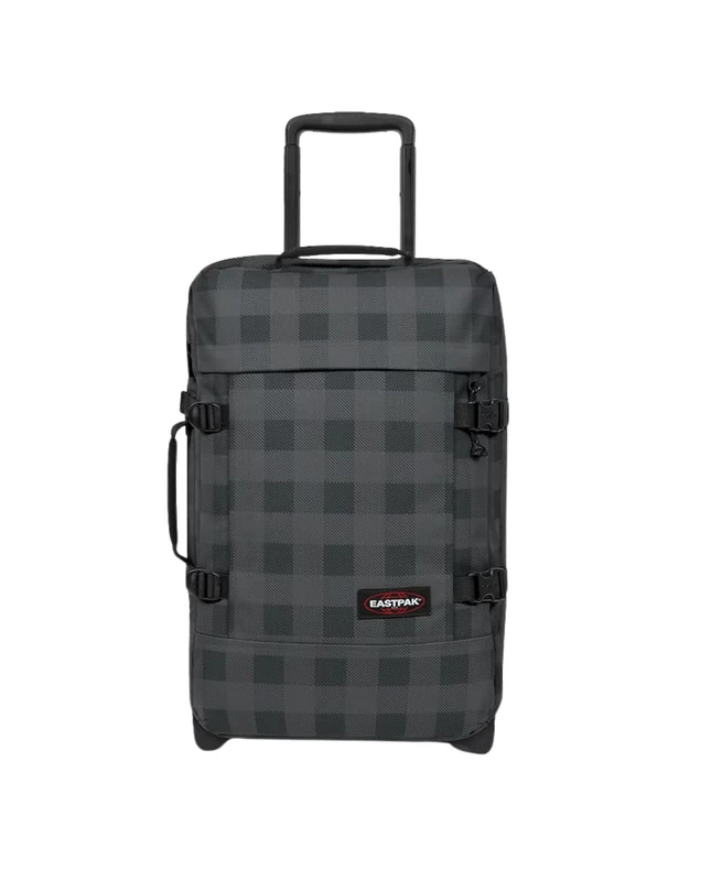 Eastpak Tranverz S Suitcase – Carry-On Travel Luggage with TSA Lock, Dual Compartments and Compression Straps, 42 L Capacity, 51 x 32.5 x 23 cm - Checker Grey