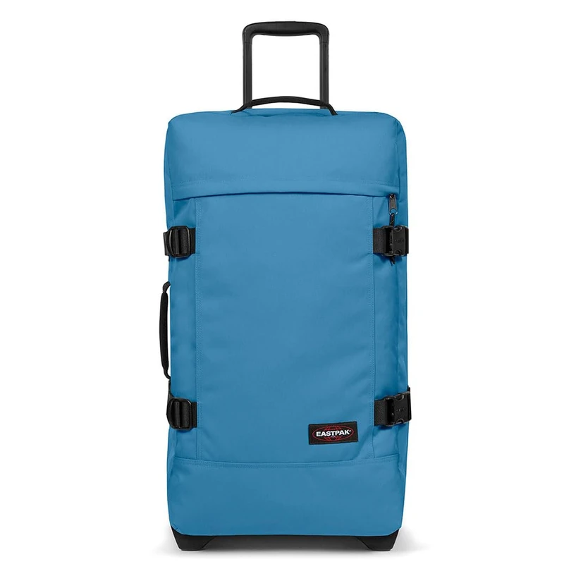 Eastpak Tranverz M Medium Suitcase 78L (67 x 35.5 x 30 cm), Durable Rolling Luggage, Lightweight Travel Bag with Double Compartments, Telescopic Handle & TSA Lock - AVIATOR BLUE