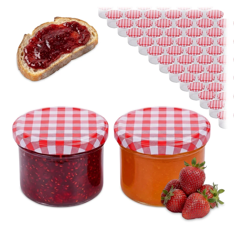 Relaxdays Preserving Jars Set of 75, 220 ml, Twist-Off Lids, Clear, 6.5 x 8.5 x 8.5 cm
