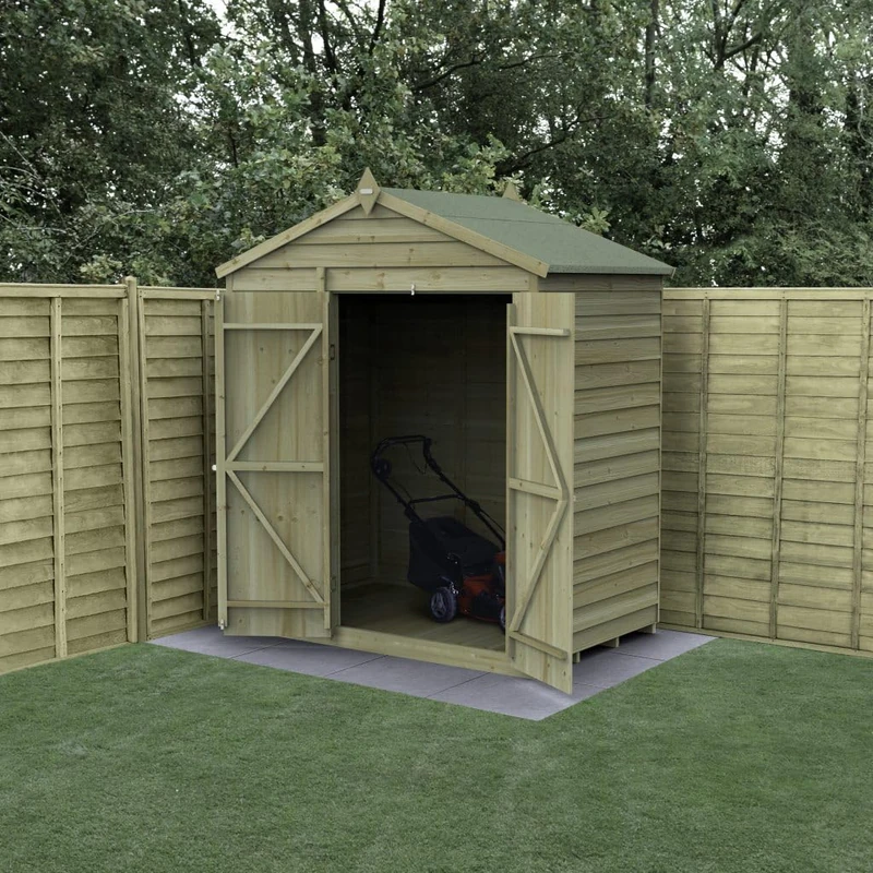 Forest Garden Apex Shed 6x4 |Double Door |No Window |Including Wooden Shed Base |25 Year Anti-Rot Guarantee