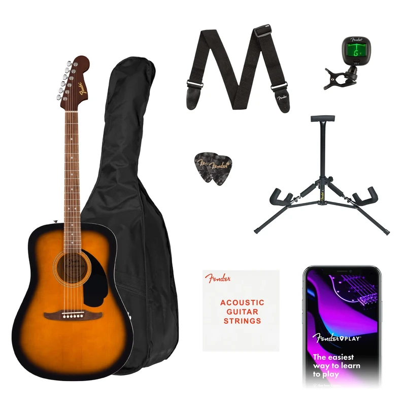 Fender California Debut Redondo Acoustic Guitar Starter Pack in 2 Colour Sunburst
