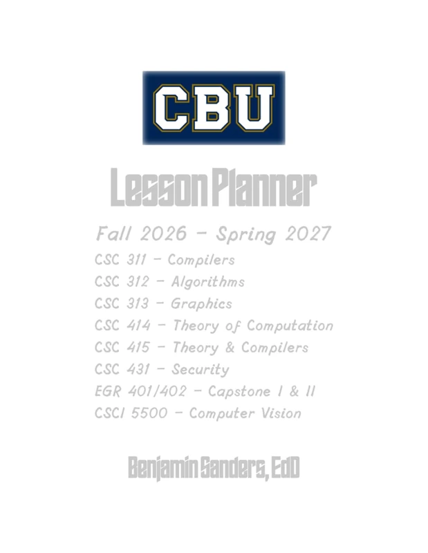 CBU Lesson Planner: Fall 2026 - Spring 2027
