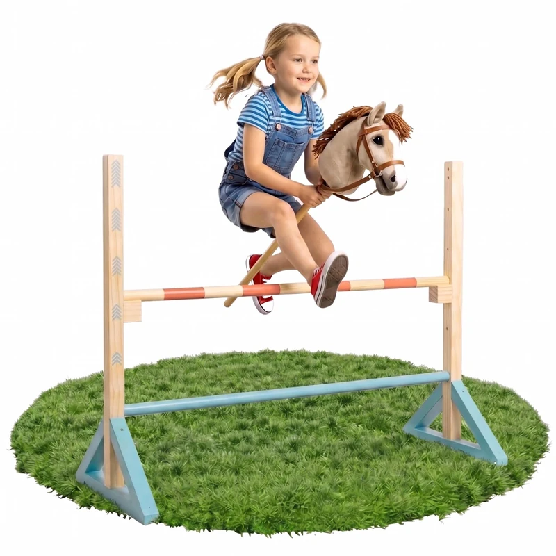 Relaxdays Hobby Horsing Obstacle, Height-Adjustable Agility Jump, 72x91x33 cm, Kids, Pine Wood, Colorful - Image 1