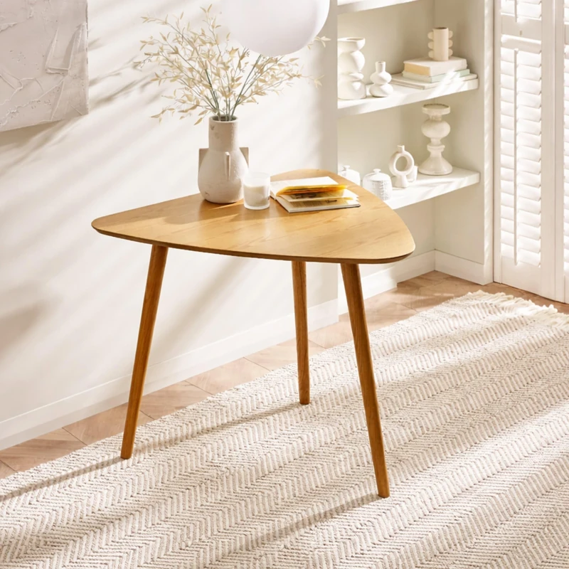 Julian Bowen Athena Light Oak Triangular 3 Seater Dining Table - Image 1