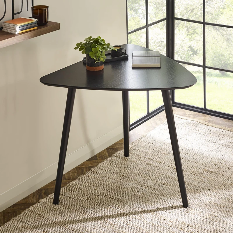 Julian Bowen Athena Black Triangular 3 Seater Dining Table - Image 1