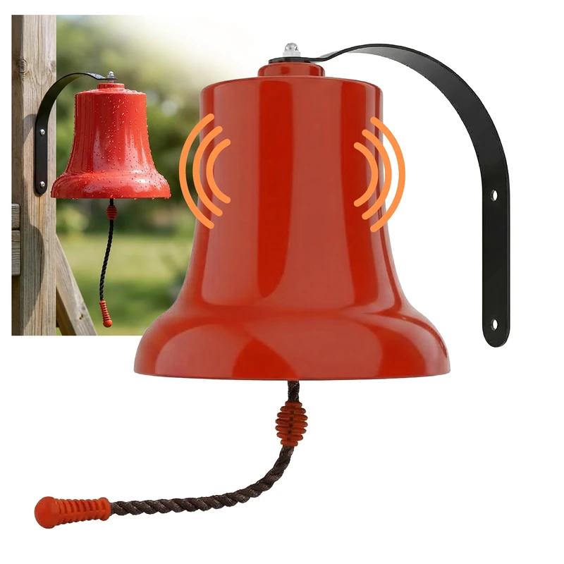 Relaxdays Ship's Bell Play Tower Accessory for Treehouse & Playhouse, Weatherproof, 20x20 cm, Red