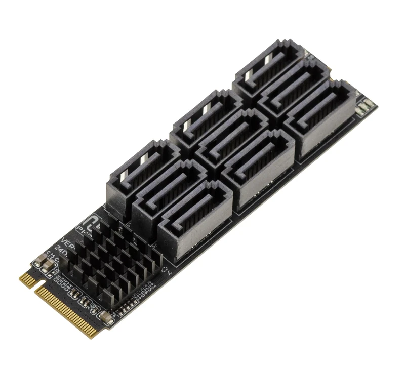 KALEA-INFORMATIQUE M.2 M Key to 9 Ports SATA 3.0 6Gbps Controller Card with Realtek RTL9101 Chipset and Multi Controller Architecture