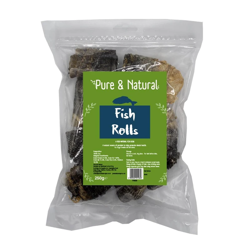 Pure & Natural Whitefish Twists 1kg, 100% Air Dried Fish Skins for Dogs 1kg, Grain Free Dog Treats and Natural Dog Chews with Omega 3 for Dogs