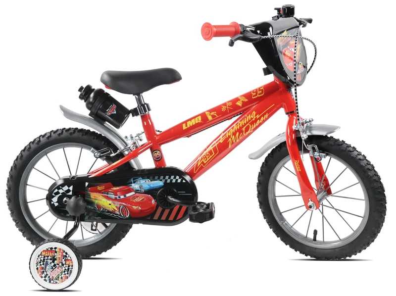 Disney Cars Lightning McQueen Kids Bike, 14 Inch, for Ages 4-6 Years, Boys Bicycle with Stabilisers, Steel Frame, Caliper Brakes