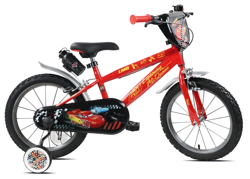 Disney Cars Lightning McQueen Kids Bike, 16 Inch, Steel Frame, with Stabilisers, for Ages 5-8 Years