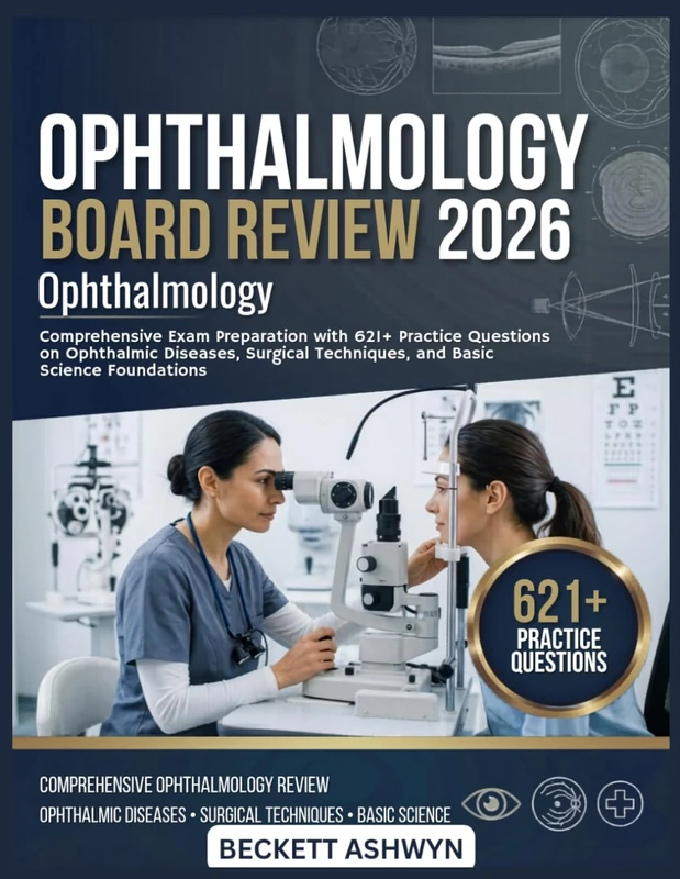 OPHTHALMOLOGY BOARD REVIEW 2026: Comprehensive exam preparation with 621+ practice questions on ophthalmic diseases, surgical techniques, and basic science foundations - Image 1