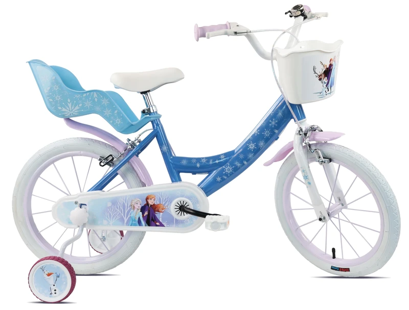 Denver Bike Disney Frozen 16 Inch Girls Bike, Steel Frame, with Training Wheels, Front Basket and Rear Dolly Seat, Ages 5–8