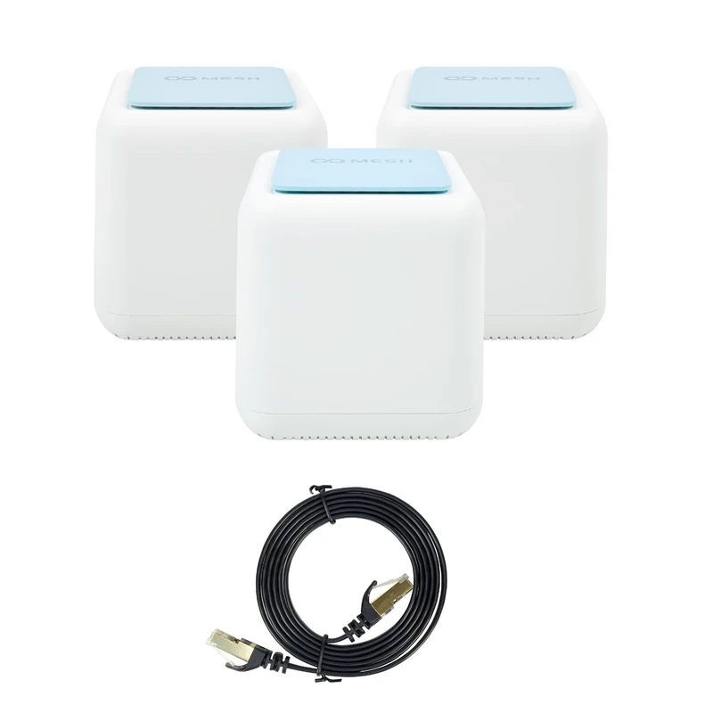 PNI GB1200 Gigabit Mesh Wi-Fi System Bundle & 1bc PNI U7015B CAT7 S/STP Flat Network Cable 1.5m - Image 1