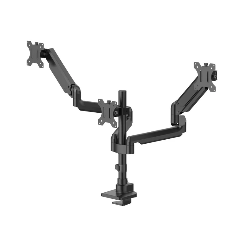 Monitor Mount, 3 Monitors, Gas Spring, Fully Mobile, 17" - 32", black
