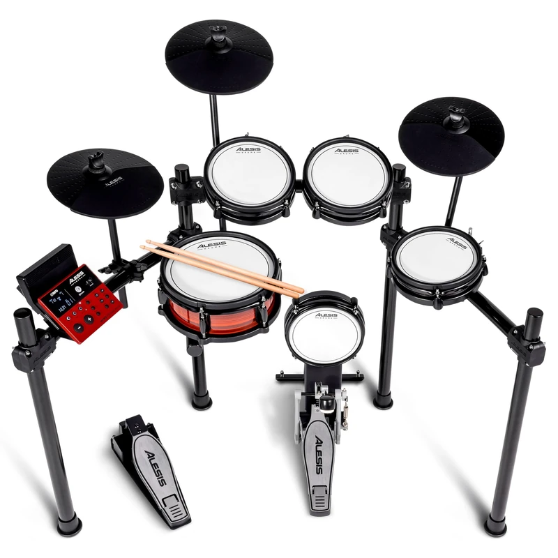 Alesis Nitro Pro Electric Drum Kit with Dual-Zone Quiet Mesh Pads, Bluetooth, Drumeo, USB MIDI, Double Kick Compatible
