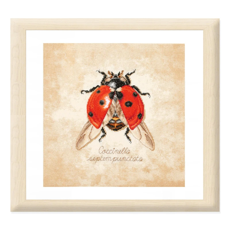 LANARTE Cross Stitch Embroidery Kits Counted Cross Stitch Pictures Set COCCINELLA SEPTEMPUNCTATA Wall Decoration Handmade Set for Adults 21 x 21 cm DIY Decoration Craft Set Craftsman Creative Gift Set - Image 1