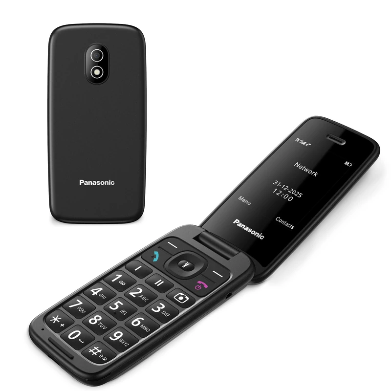 Panasonic KX-TU410EXB 2.4 Inch 4G Flip Mobile Phone, SOS Button, Bluetooth 5.0, HAC Compatible, Hands-Free Speakerphone, IP44, Black - Image 1