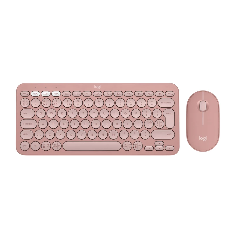 Logitech Pebble 2 Combo, Wireless Keyboard and Mouse, Quiet and Portable, Customizable, Logi Bolt, Bluetooth, Easy-Switch for Windows, macOS, iPadOS, Chrome - Rose