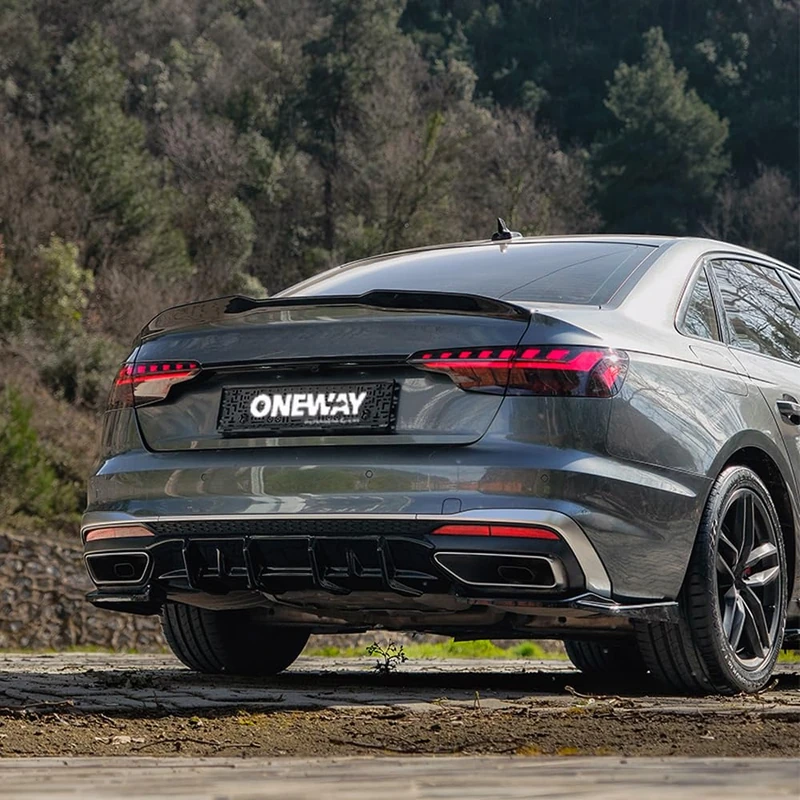 Oneway Rear Diffuser compatible with Audi A4 (B9) Sedan/Avant S4/S-Line Facelift 2019-2024 - Gloss black