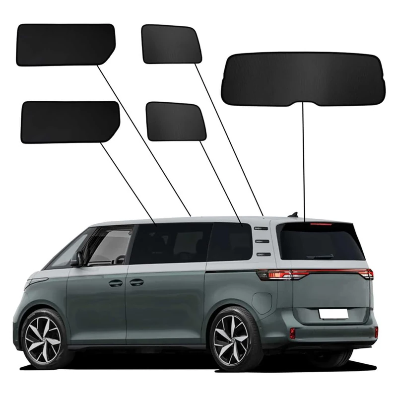 SunClip Privacy & Sun protection compatible with Volkswagen ID.Buzz (Bus) 2022- (Long wheel base, without sliding windows)