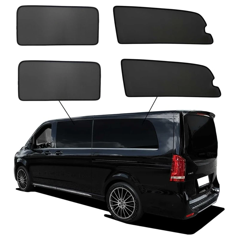 SunClip Privacy & Sun protection compatible with Mercedes V-Class W447 (Extra long wheel base) 2014-2024 without pop-out windows - Image 1