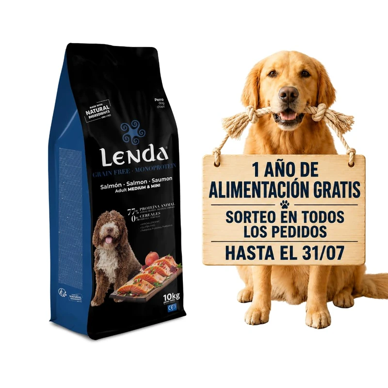 Lenda Grain Free Salmon 10 kg – Hypoallergenic Monoprotein Food for Dogs Without Cereals – Grain Free Food for Sensitive Digestion – with Probiotics and Chondroprotectors for Joints