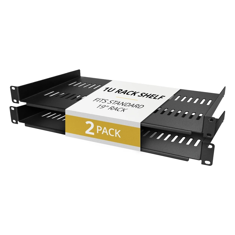 StarTech 2-Pack 1U Server Rack Shelf, Vented Rackmount Cantilever Tray for 19" Network Rack or Cabinet, Heavy-Duty 10" (25cm) Deep, Up to 44lb (20kg) Each