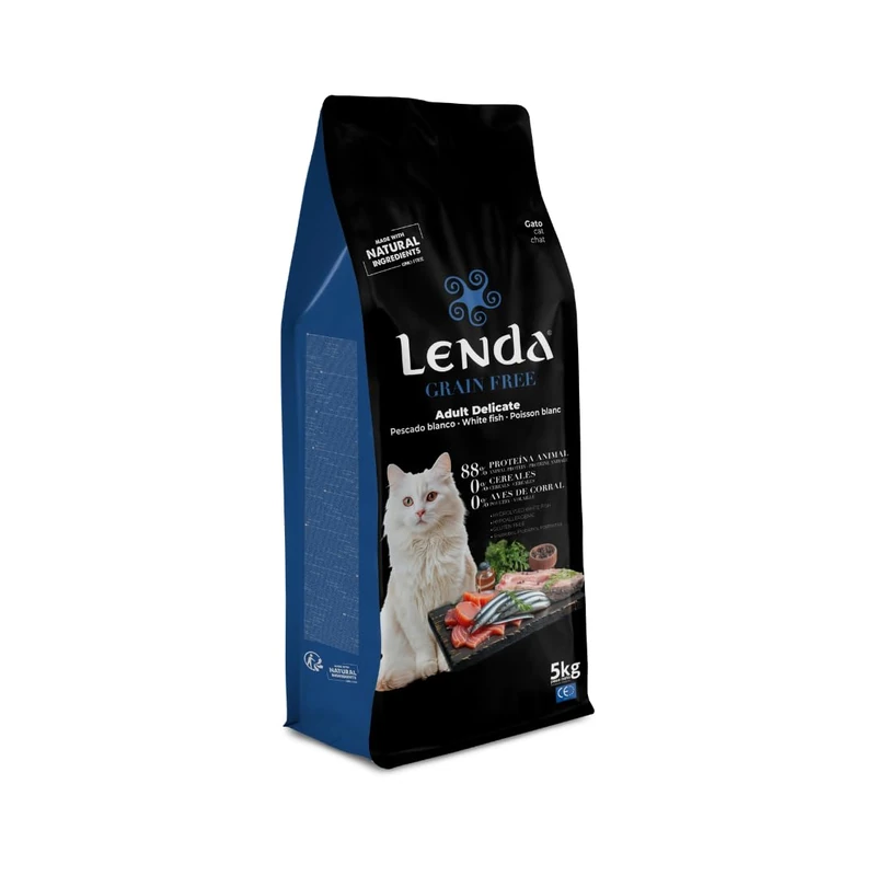 Lenda Grain Free Fish 5 kg - Hypoallergenic Fish Only Cat Food Grain Free - Grain Free Cat Food Without Bird with Probiotics and Omega 3 for Skin and Digestion - No Grain