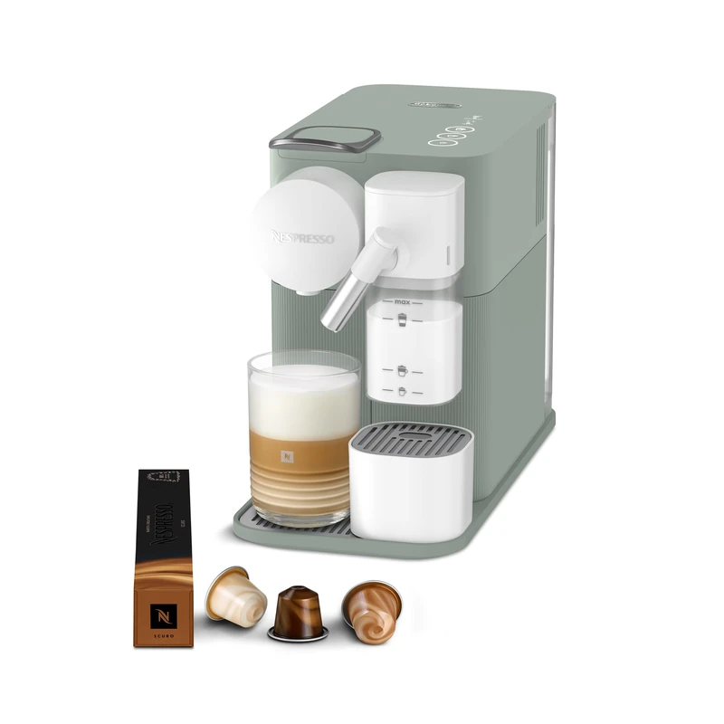 Nespresso Lattissima One Coffee Machine by De'Longhi for Original Coffee Pods, Latte, Cappuccino, Integrated Milk Frother, Starter Capsule Set Included, EN510.GR, Sage Green