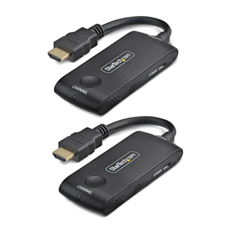 StarTech Wireless HDMI Extender for Meeting Rooms and Huddle Spaces, 4K 60Hz, 65ft Range, USB Powered, Plug-and-Play Transmitter and Receiver Kit
